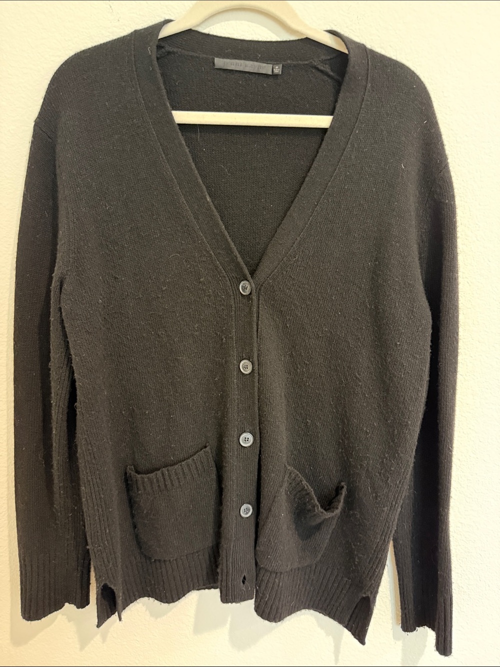 Jenni Kayne Black V-Neck Button Cardigan with Pockets